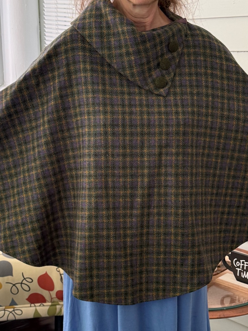 Micros Ireland Weavers Plaid Wool Shawl in Purple and Green Tones